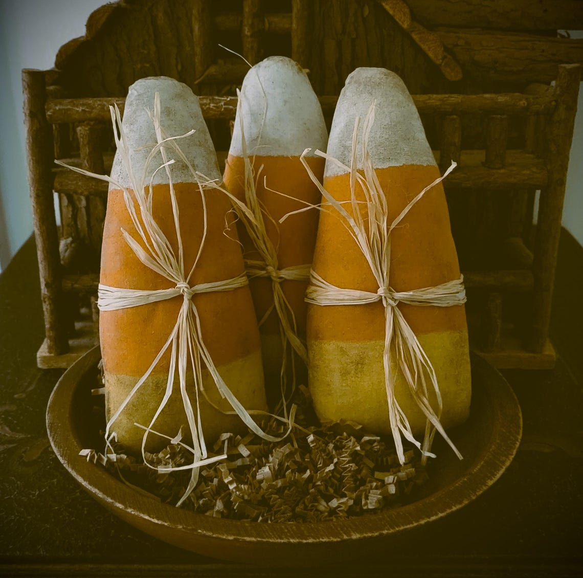 Primitive Autumn Fall Halloween Candy Corn Bowl Fillers Cupboard Tucks ...