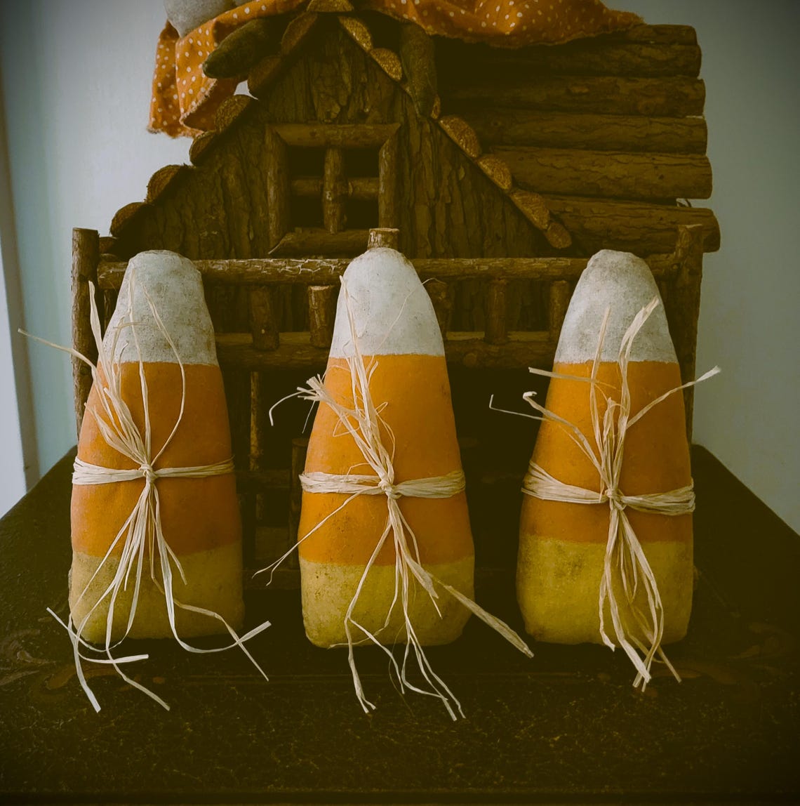 Primitive Autumn Fall Halloween Candy Corn Bowl Fillers Cupboard Tucks ...