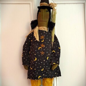 Primitive Folk Art Halloween Autumn Fall Witch Broom Doll - Etsy