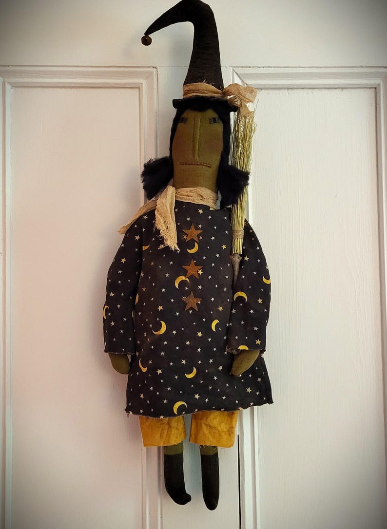 Primitive Witch Folk Art Doll Halloween Autumn Fall Broom - Etsy