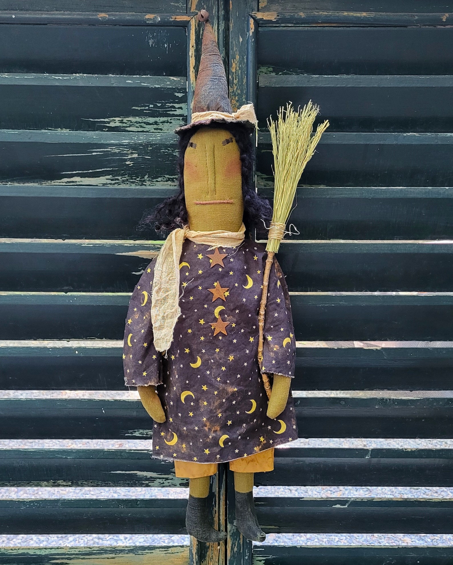 Primitive Witch Folk Art Doll Halloween Autumn Fall Broom - Etsy