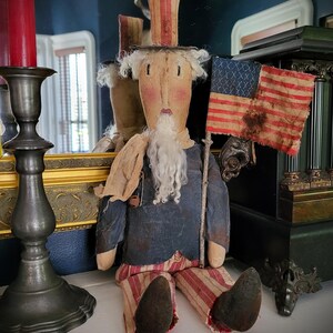 Primitive Farmhouse Independence Folk Art Uncle Sam image 3