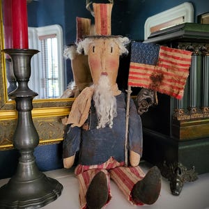 Primitive Farmhouse Independence Folk Art Uncle Sam image 1