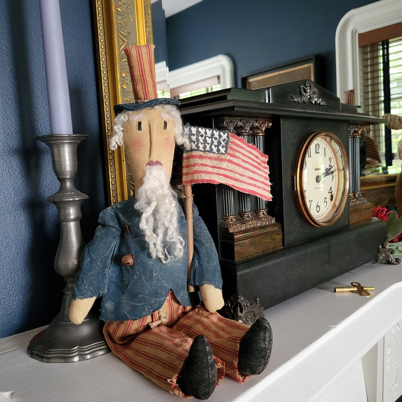 Primitive Farmhouse Independence Folk Art Uncle Sam image 4