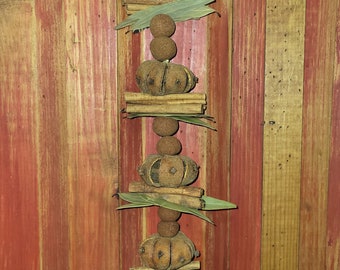 Primitive Farmhouse Clove Clementine Cinnamon Bead Bay Leaf Cinnamon Stick Cupboard Hang Make Do