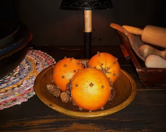 Primitive Farmhouse Clove Studded Forever Oranges Bowl Filler Set of Three