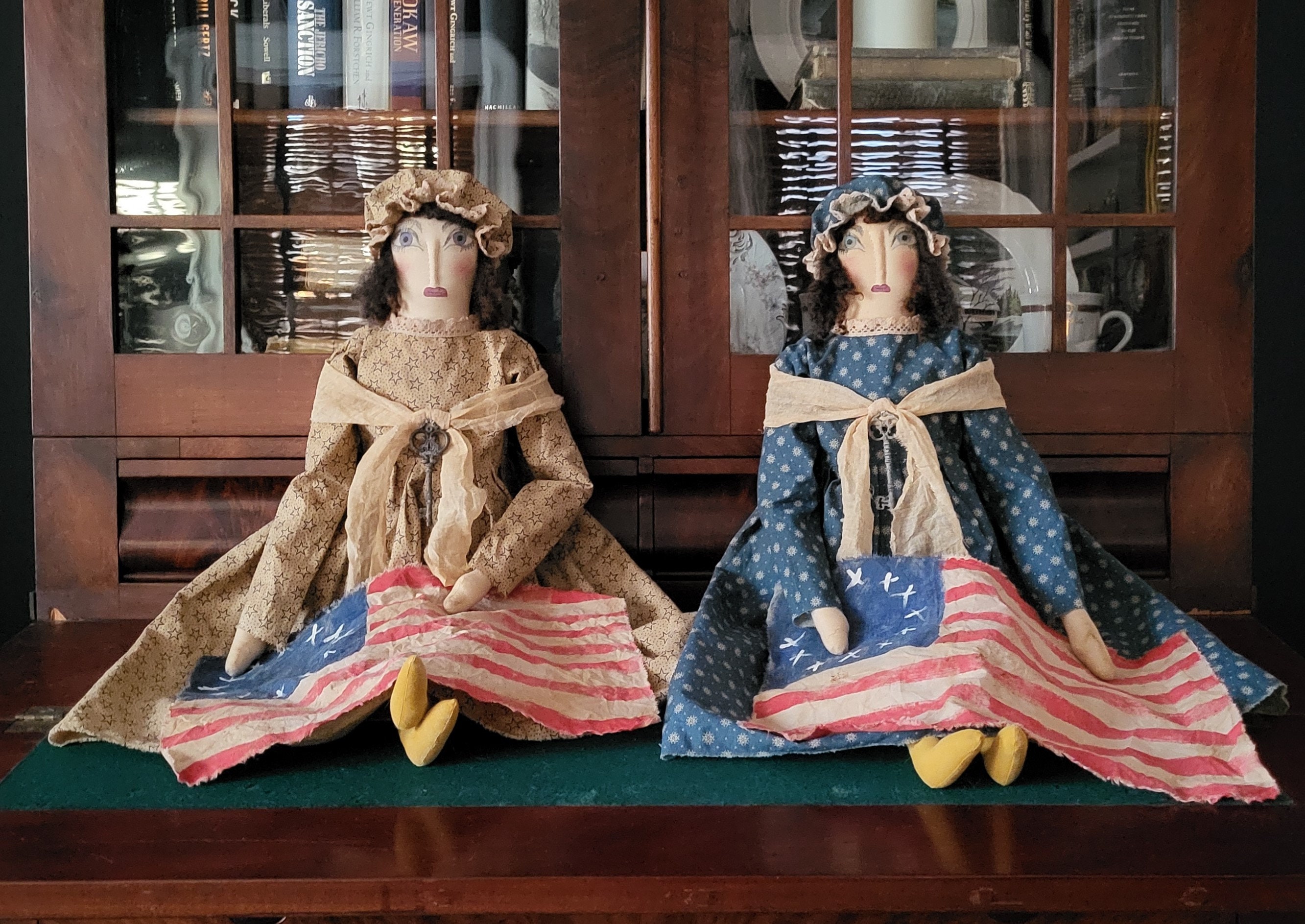 Primitive Americana Colonial Folk Art Betsy Ross Flag Doll