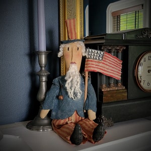 Primitive Farmhouse Independence Folk Art Uncle Sam image 5