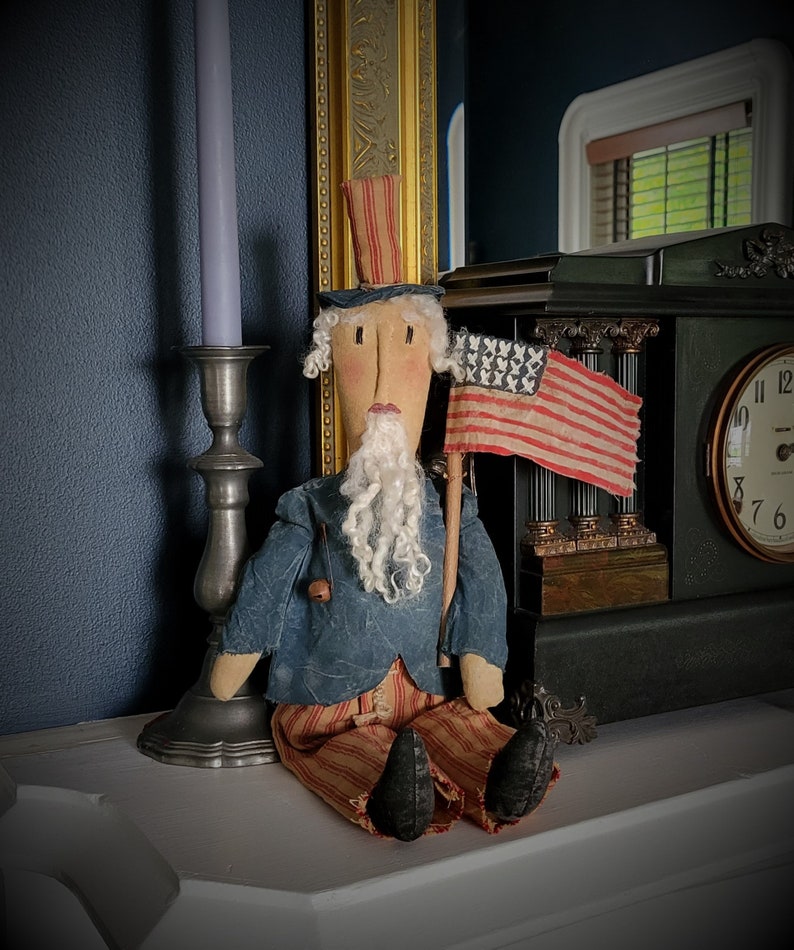 Primitive Farmhouse Independence Folk Art Uncle Sam image 5