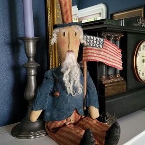 Primitive Farmhouse Independence Folk Art Uncle Sam image 2