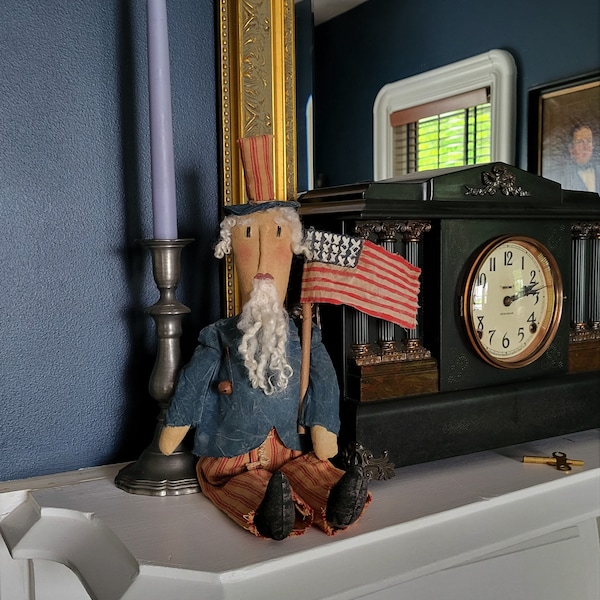 Primitive Farmhouse Independence Folk Art Uncle Sam