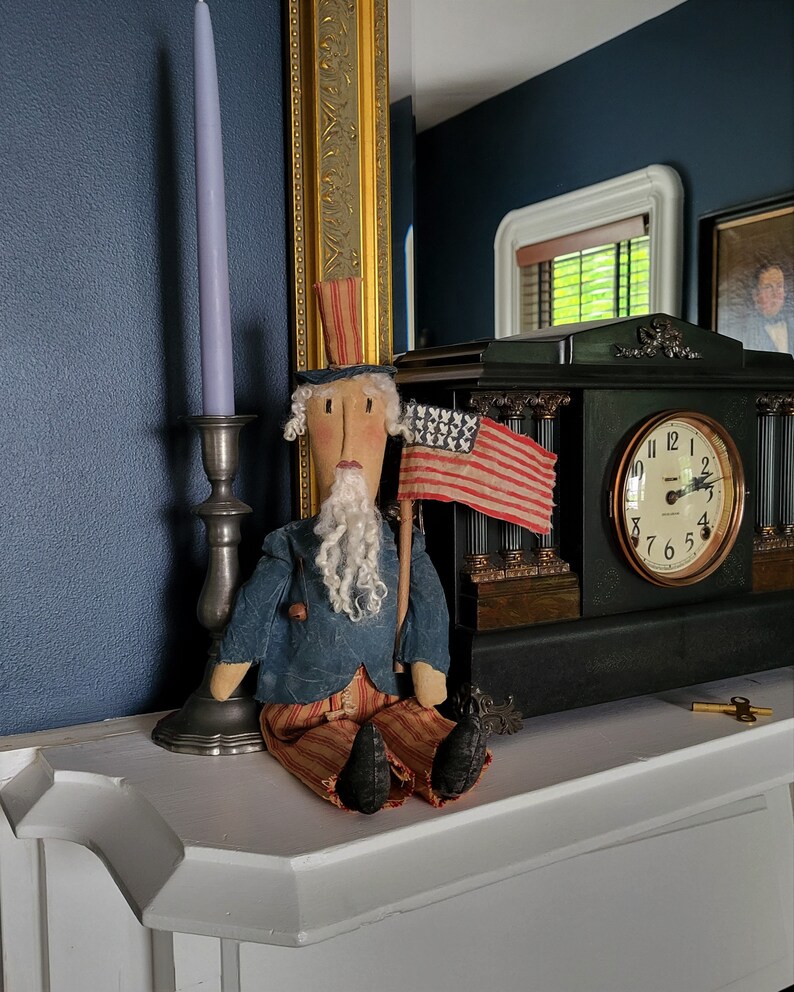 Primitive Farmhouse Independence Folk Art Uncle Sam image 1