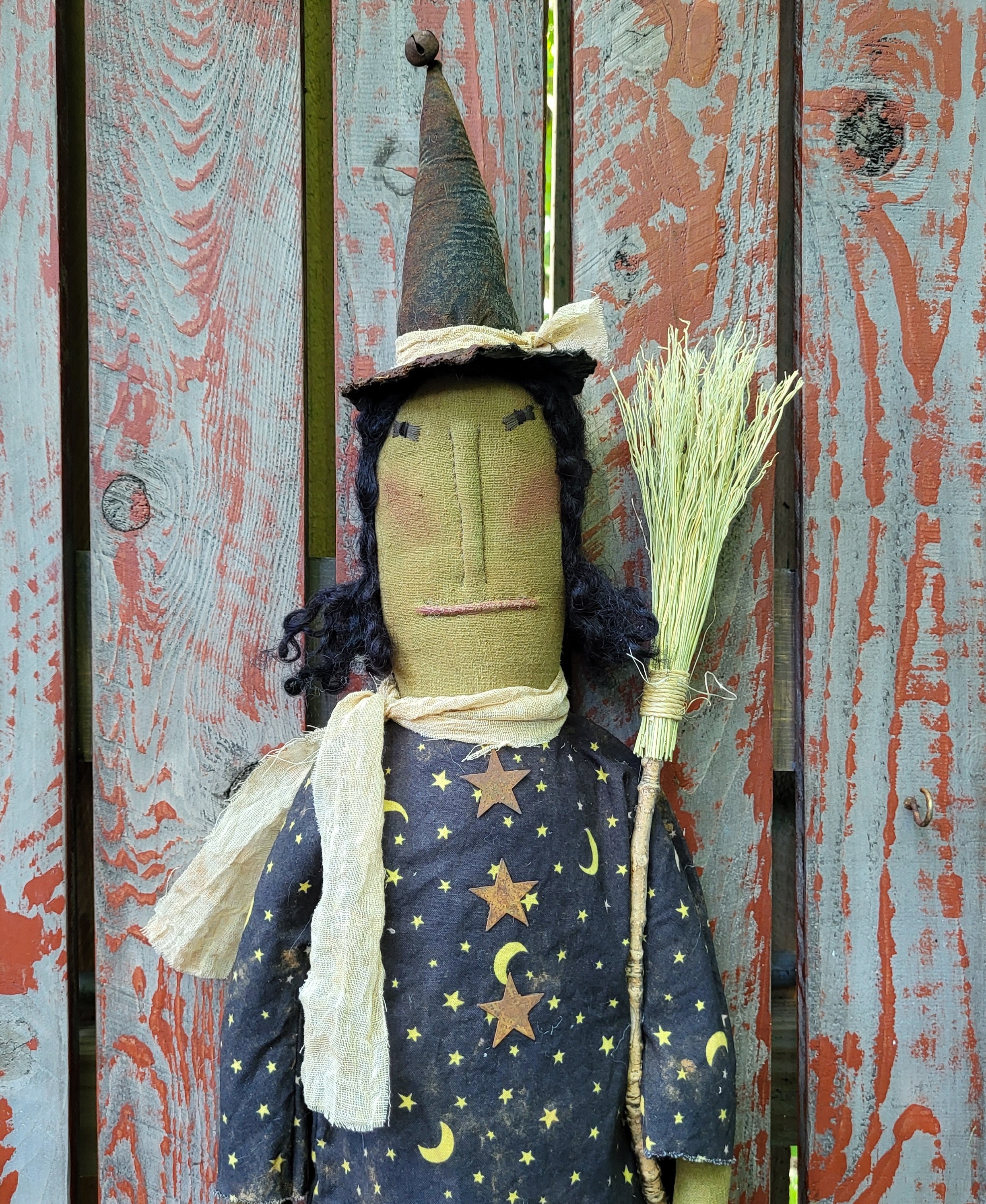 Primitive Witch Folk Art Doll Halloween Autumn Fall Broom - Etsy