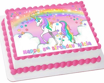 Unicorn Rainbow Dream Personalized Edible Rectangle Cake Etsy Australia