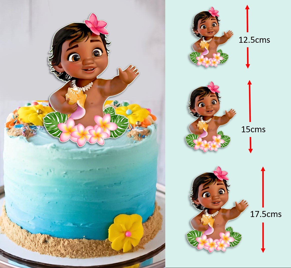 24 pcs Moana Cake topper for childrens birthday party Moana,Pua,Heihei,Maui cake decoration for baby shower 