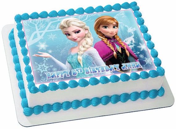 Frozen Elsa Anna Edible Rectangle Cake Topper Personalized Etsy