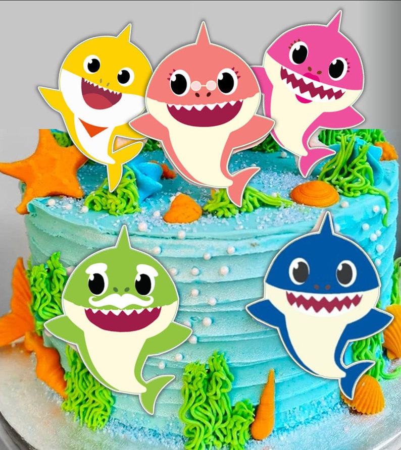 Baby Sharks 9cms edible icing cake topper images decorations Etsy