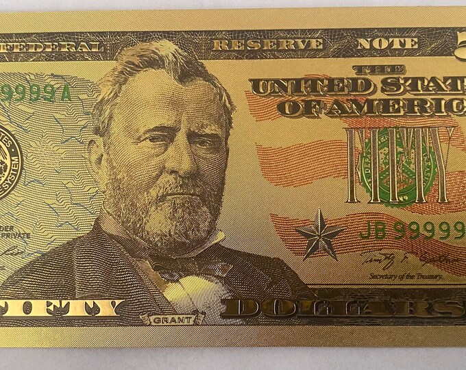 Gold 50 Dollar Bill, Abundance, Money and Wealth, Money Manifestations