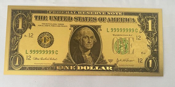 Gold 1 Dollar Bill - Etsy
