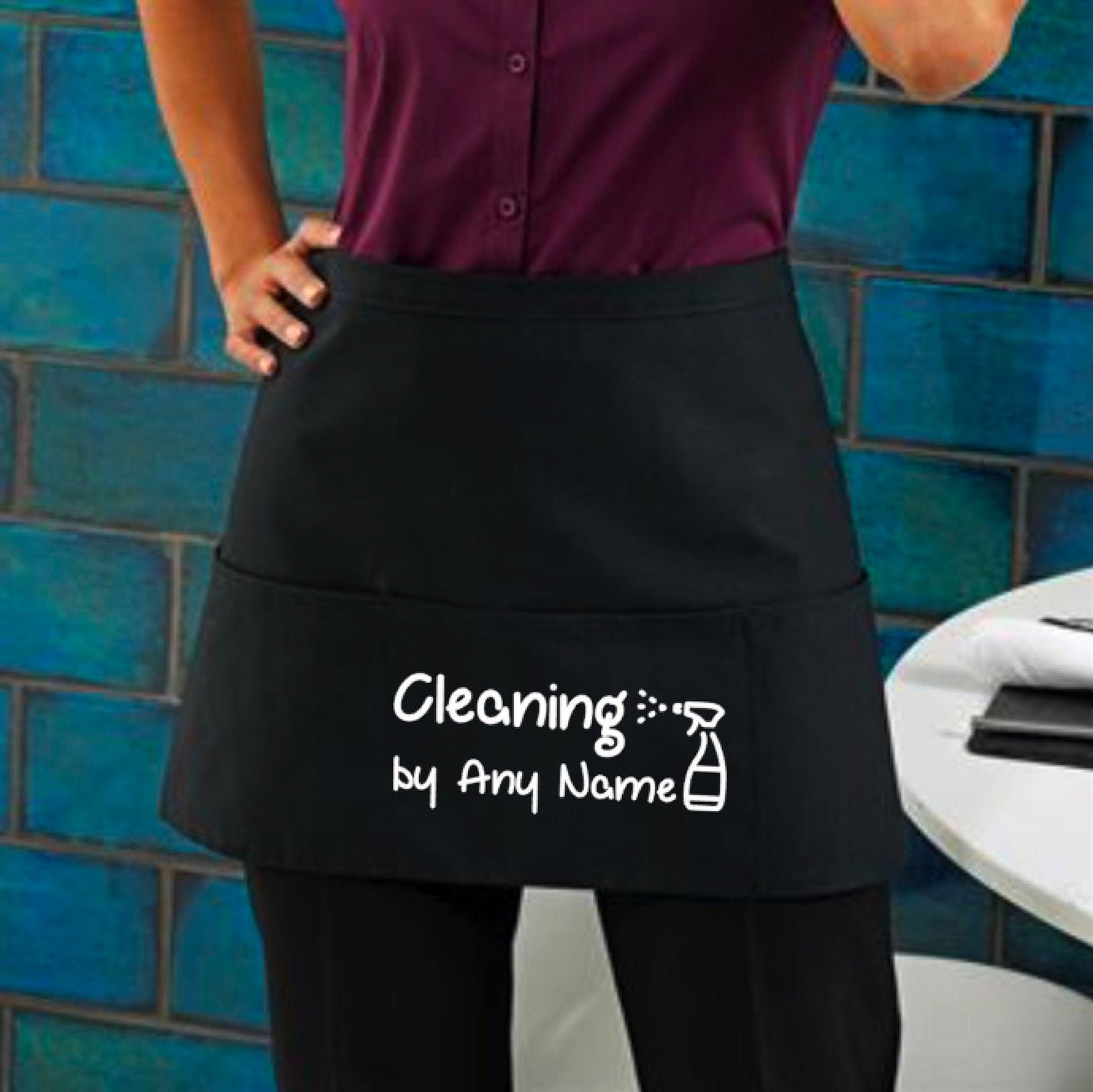 Cleaning Apron Customised Cleaning by ANY NAME Pocket Half Etsy