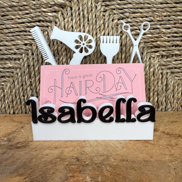 Personalized Hair Stylist Business Card Holder: 3D Printed Salon Decor