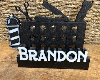 Barber Personalized Business Card Station Desk Holder (3D Printed)
