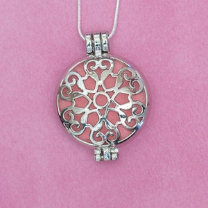 Aromatherapy Diffuser Locket Sterling Silver Medallion Filigree Heart Design