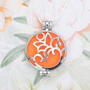 Aromatherapy Diffuser Locket Sterling Silver Medallion Lily Flower Design