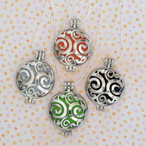 Aromatherapy Diffuser Locket Sterling Silver Medallion Spirals Design