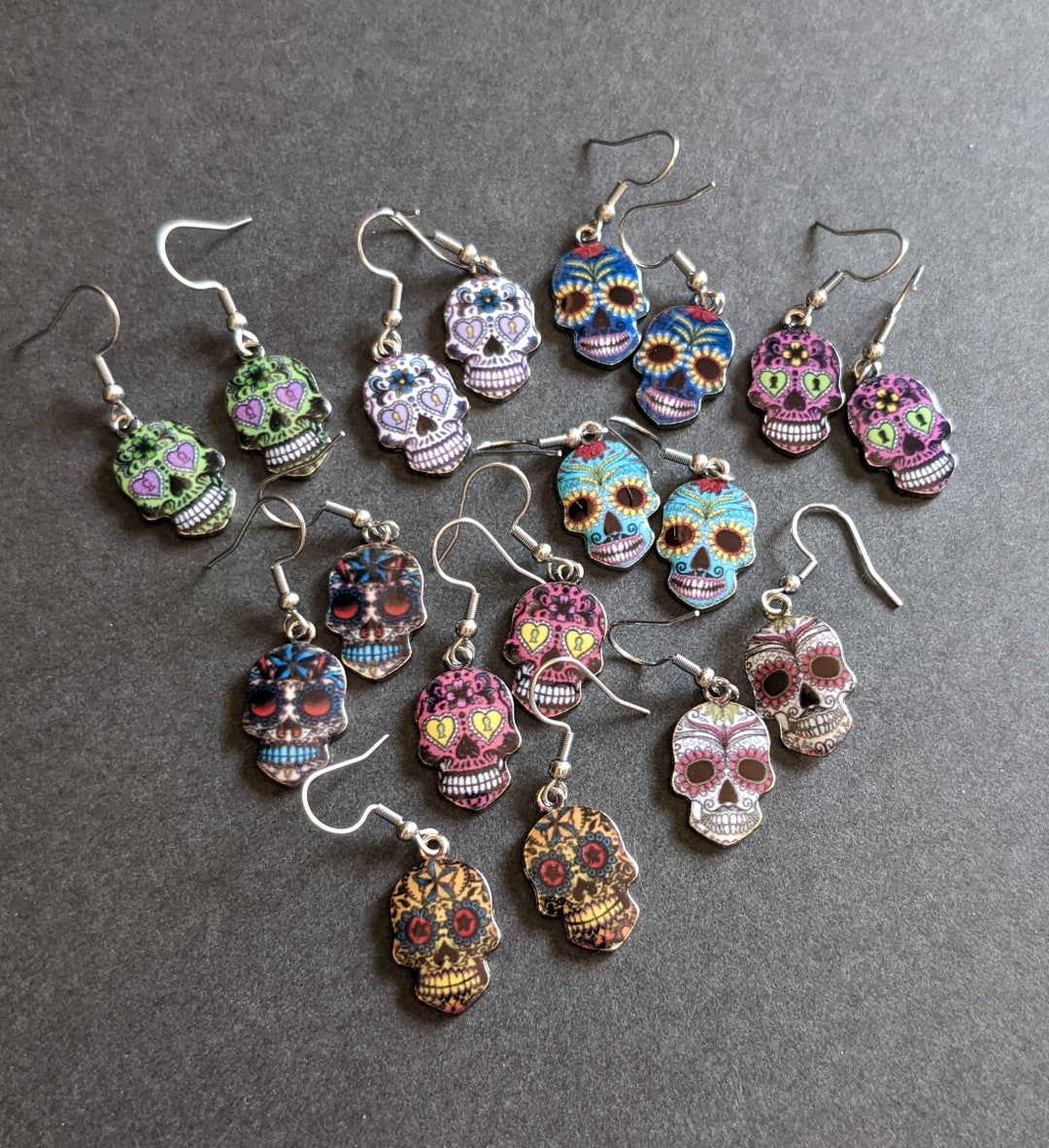 Sugar Skull Earrings Dia De Los Muertos Day of the Dead Halloween ...
