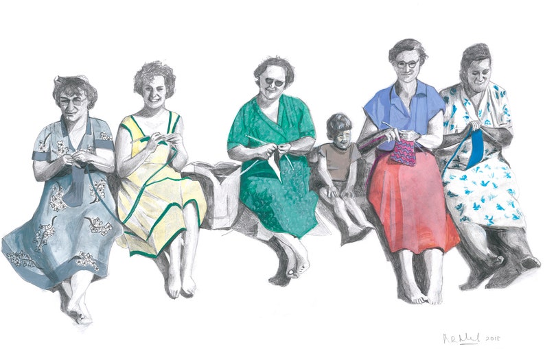 Marine Terrace as ladies kniting- limited edition print