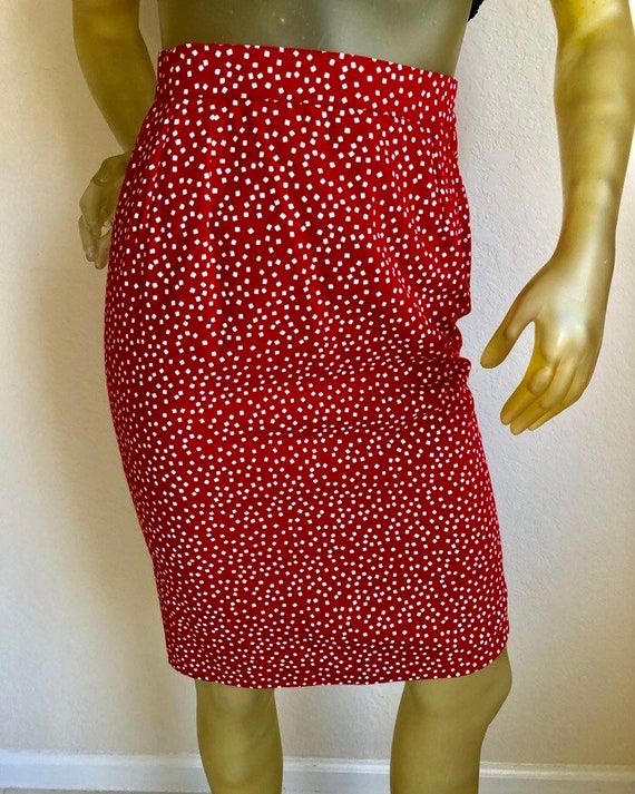 YSL Red Cotton 80’s Pencil Skirt, XS
