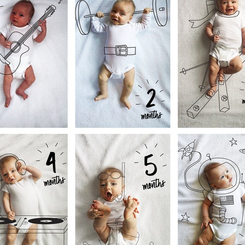 Monthly Baby Illustrations Drawings Etsy Ireland