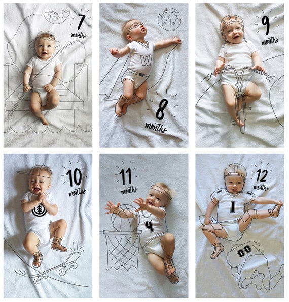 Monthly Baby Illustrations Drawings Etsy