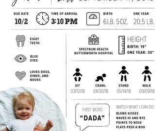 Personalized First Birthday Baby Infographic