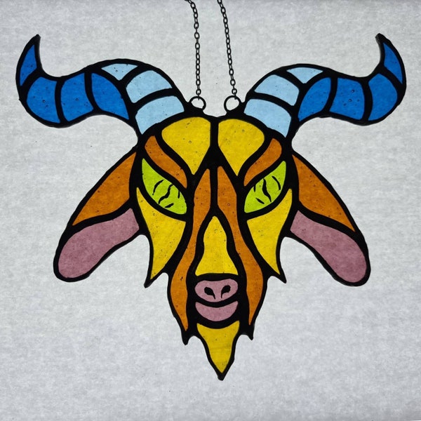 Bright cathederal glass Goat wall hanging suncatcher