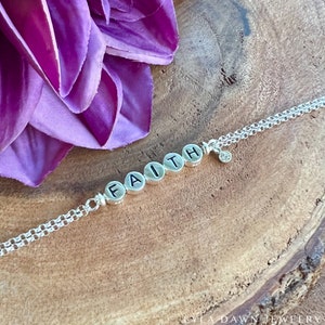 Sterling Silber Nachricht Armband / Perlen Wort Armband / Glaube Armband / Inspiration / Schichtarmband / anpassbar / Doppelstrang