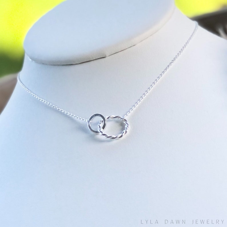 Infinity Link Necklace Karma Necklace Double Circle Necklace Interlocking Circles Necklace Mother Daughter Necklace