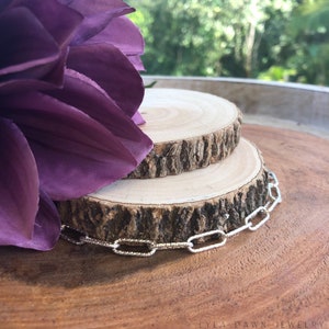 Sterling Silver Paperclip Link Bracelet with Circle Connector Lock image 2