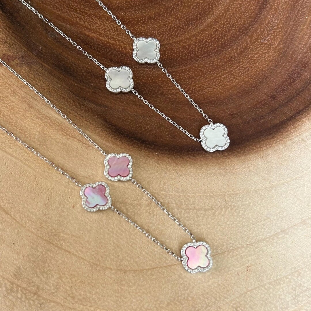 VB&CO Quatrefoil Clover Long Layering Necklace Designer Style