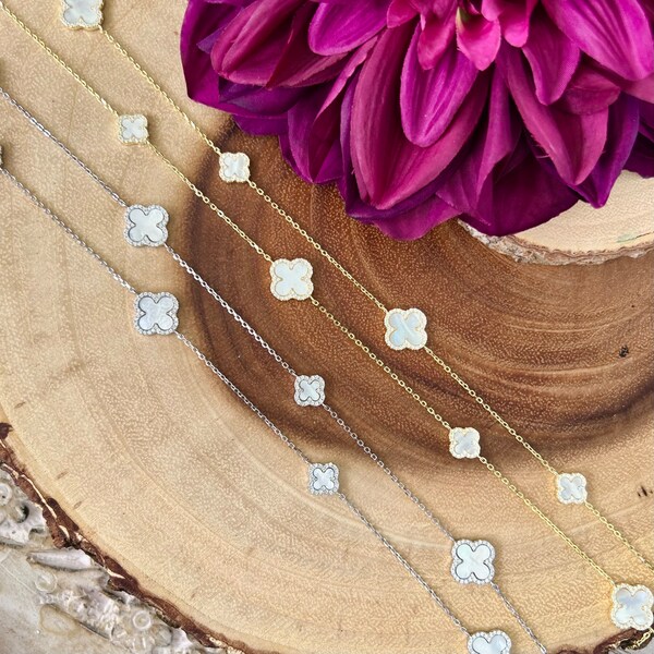 VB&Co. Pearl Quatrefoil Clover Layering Necklace main image 1