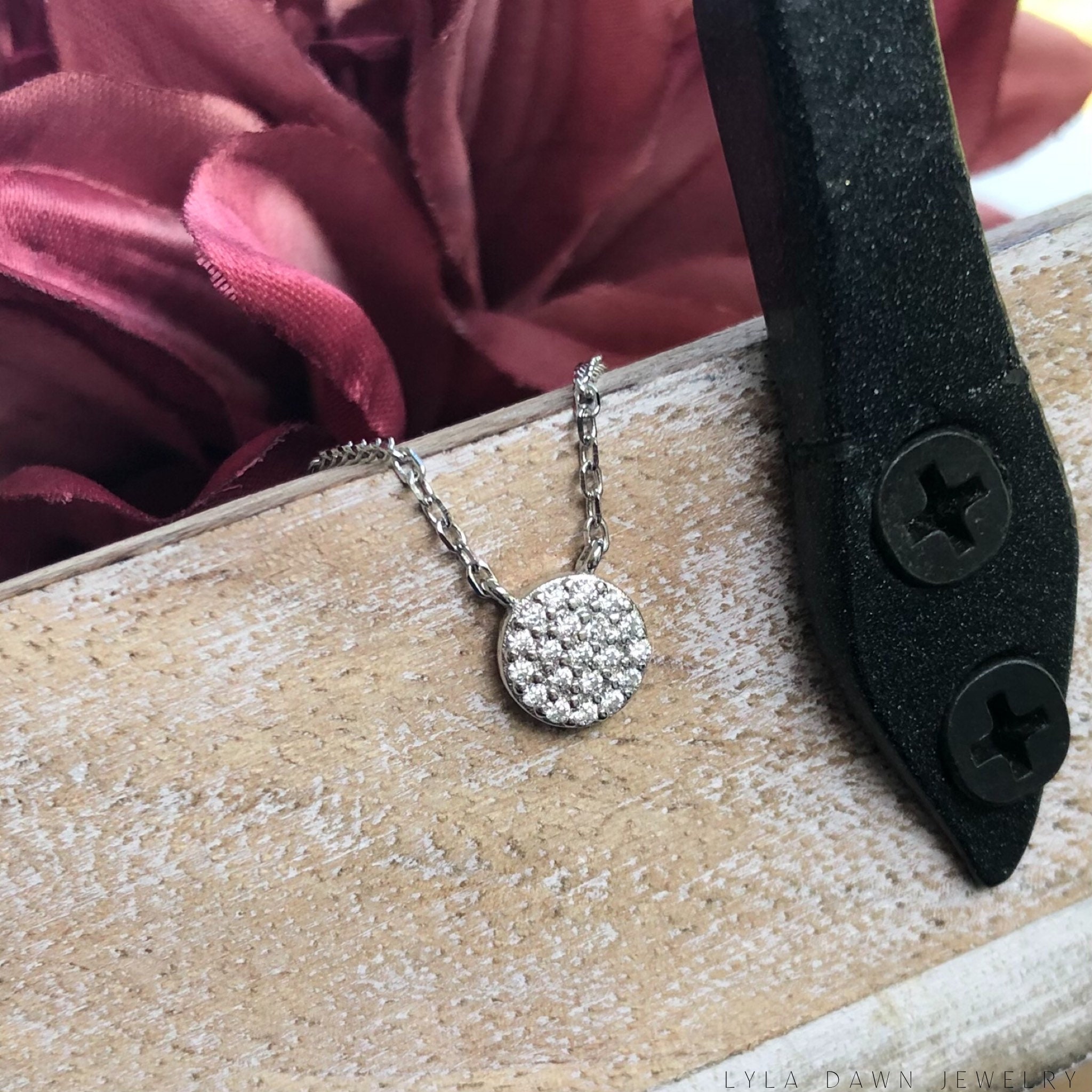 Cubic Zirconia Pave Disc Pendant 