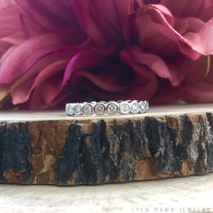 Einfassungs-Set CZ Eternity Band / 925 Sterling Silber CZ Band / Zirkonia Band / CZ Eternity Ehering / Versprechensring / Stapelring / 3mm