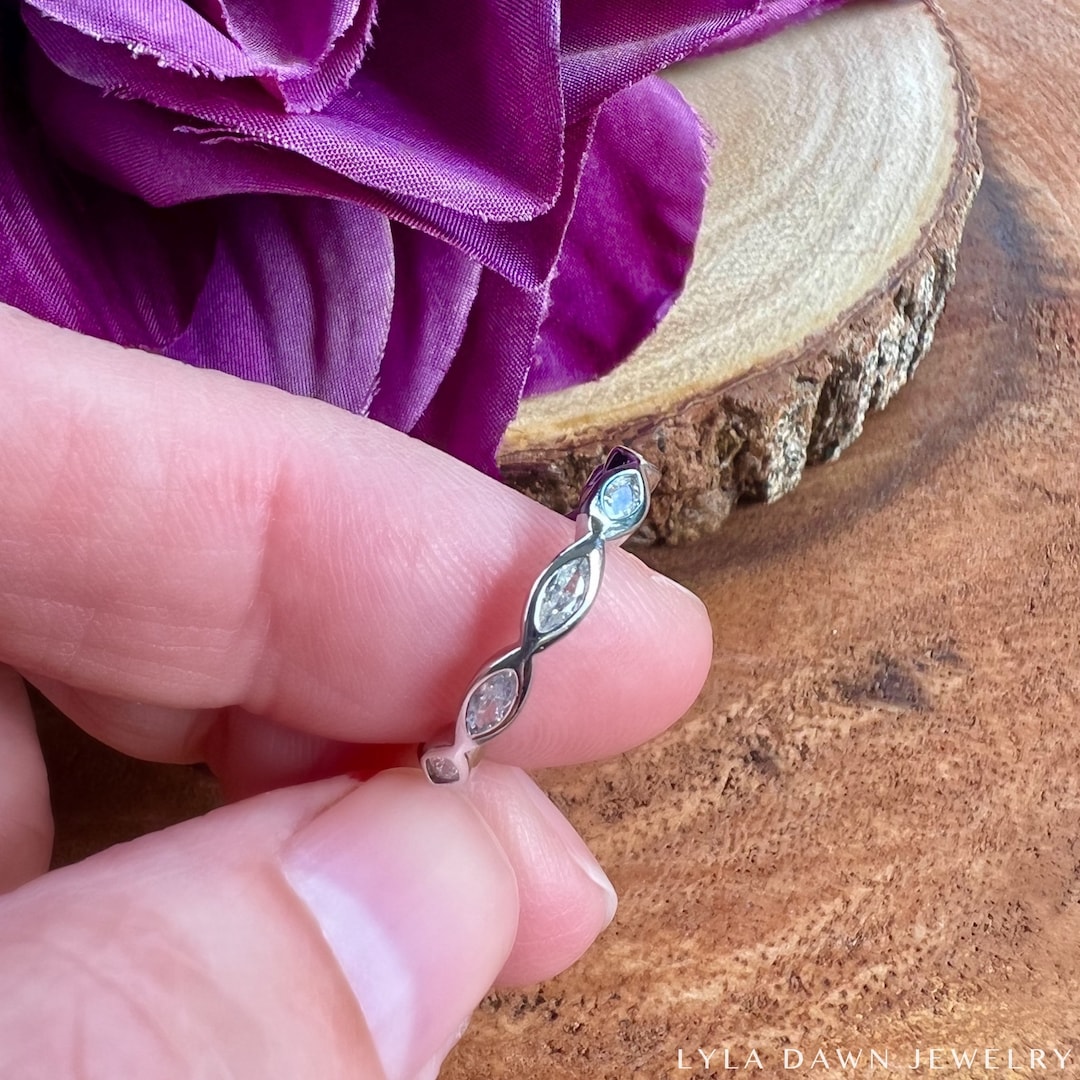 Bezel Set CZ Eternity Band / 925 Sterling Silver CZ Band / Cubic