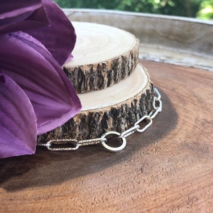 Sterling Silver Paperclip Link Bracelet with Circle Connector Lock image 7