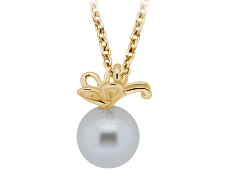 Butterfly Pearl Necklace Gold Plated 925 Sterling Silver Butterfly Pendant Synthetic Pearl Pendant June Birthstone