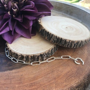 Sterling Silver Paperclip Link Bracelet with Circle Connector Lock image 8
