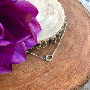 Sterling Silver Cubic Zirconia Pave Freeform Necklace / Pave Open Link Pendant / Minimalist Necklace / CZ Necklace / Adjustable Choker