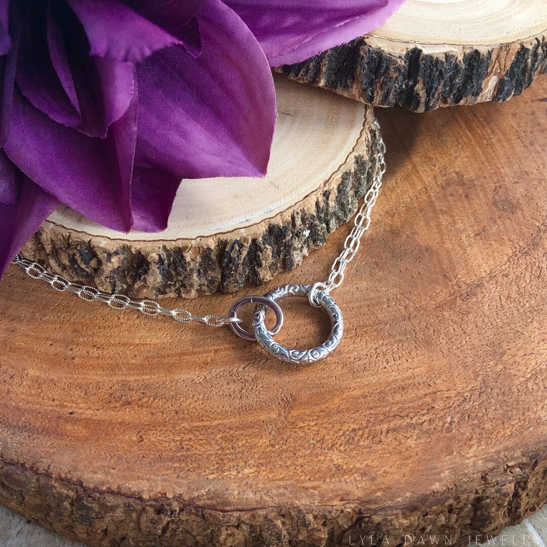 Sterling Silver Double Chain Connector Lock Necklace / Etsy