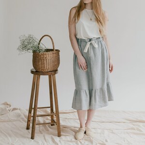 Linen Skirt THALA made with high quality 100% soft LINEN to last beyond the season for the comfort of your days image 4